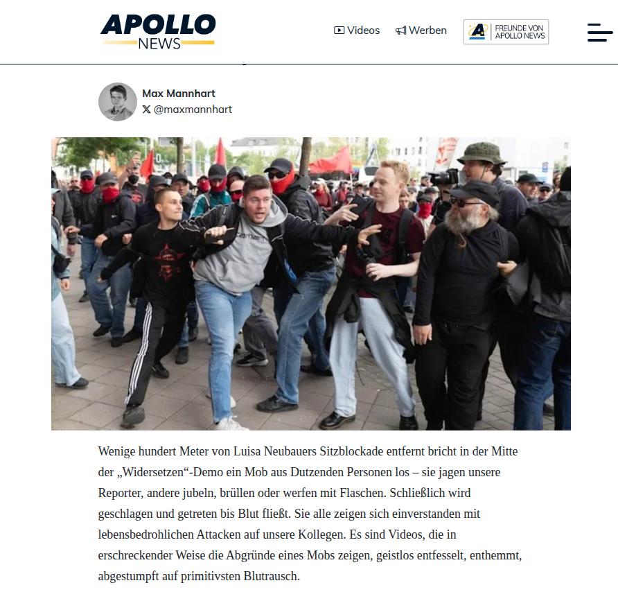 Screenshot Apollo News Reporterjagd Erfurt