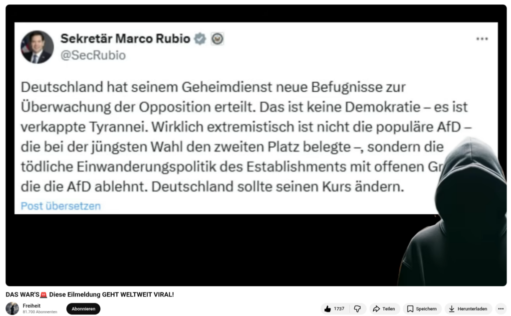 Screenshot YouTube Rubio Verfassungsschutz